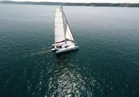 trimaran sailing aerial photo